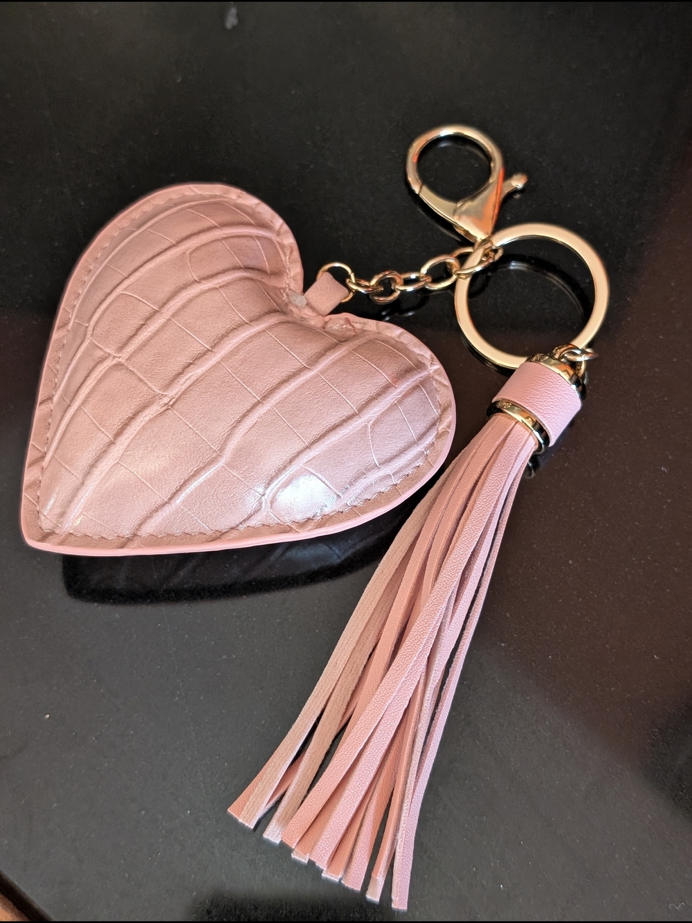 Two Pink Heart Tassel Keychain Bag Charms- Women Accessories - Picture 6 of 7